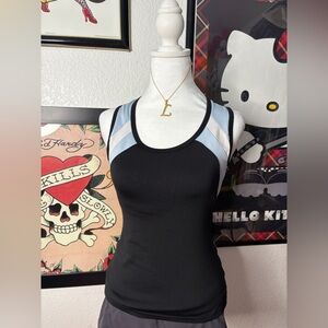 Aspire Black Blue Colorblock Activewear Tank Top Y2K Athletic Gym Sporty
